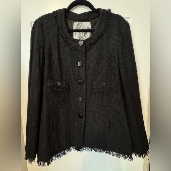 Mac & Jac Tweed Jacket, Black Size Extra Large - Picture 1 of 9